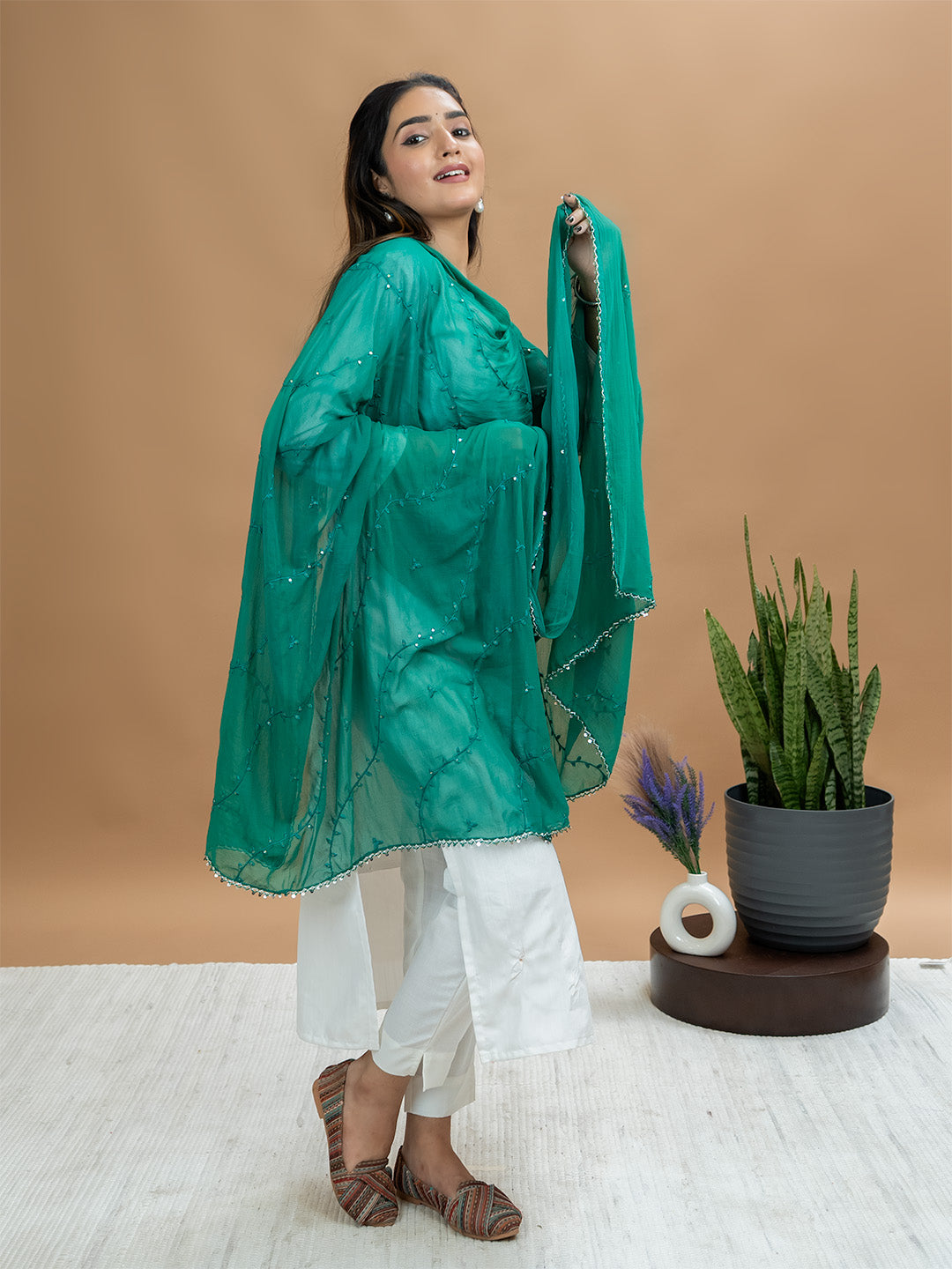Embroidered Chiffon Dupatta