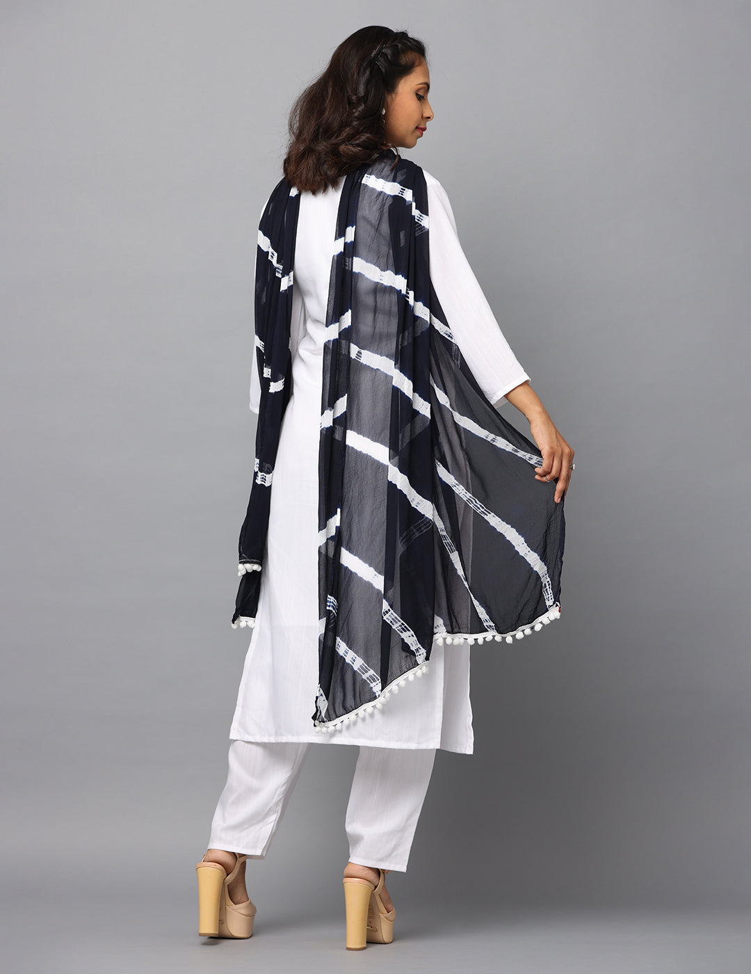 Striped Bandhini Chiffon Dupatta
