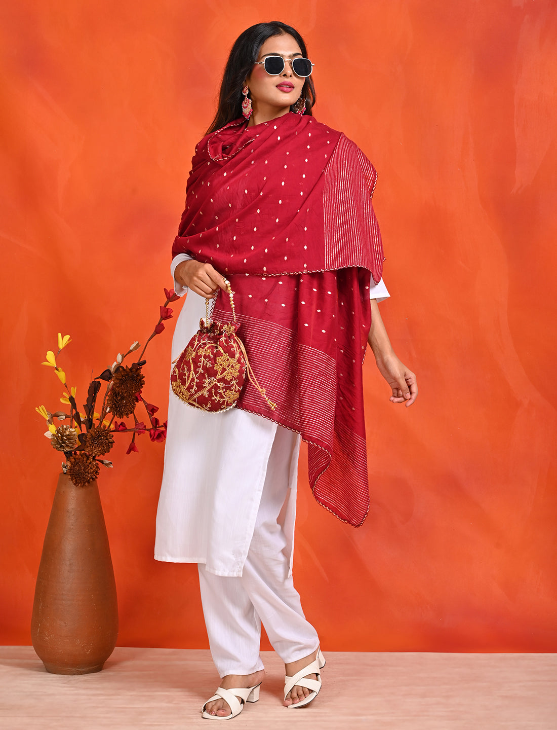 Chanderi Zari weave Dupatta