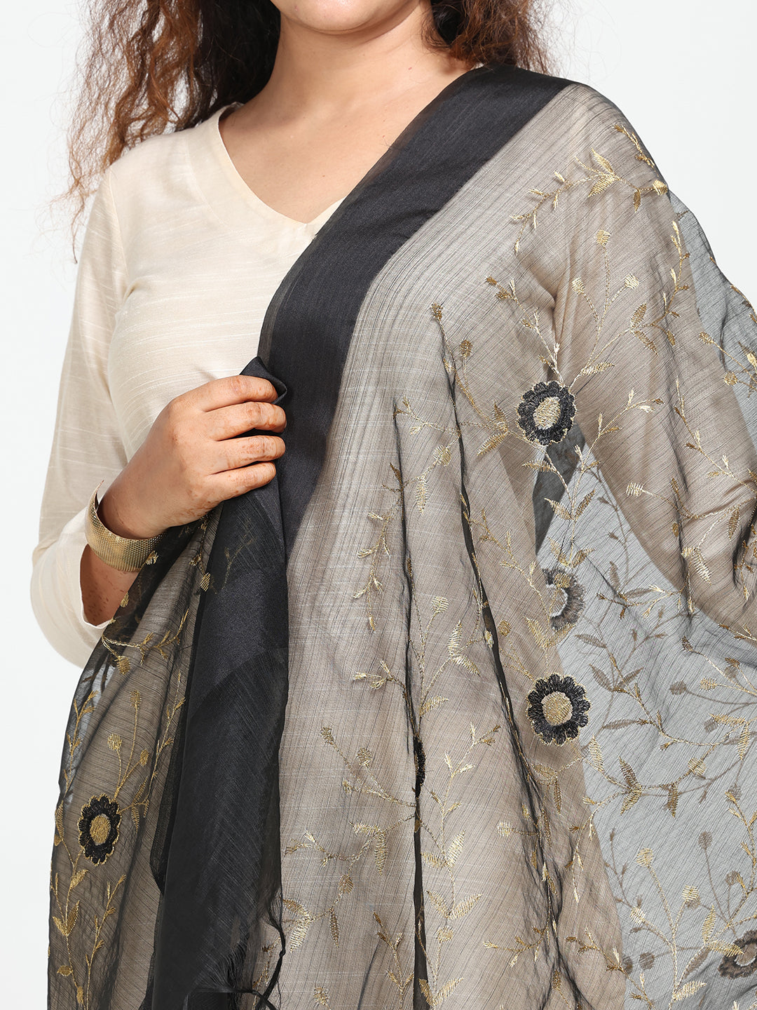 Embroidered Chanderi Dupatta