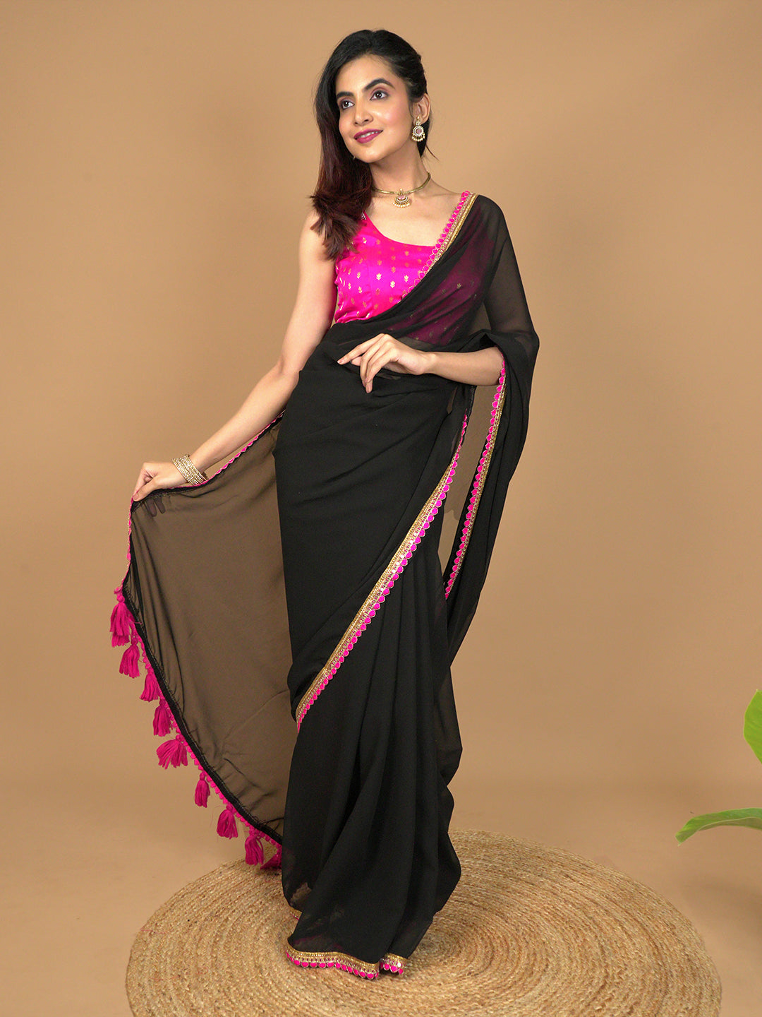 Solid Georgette Saree