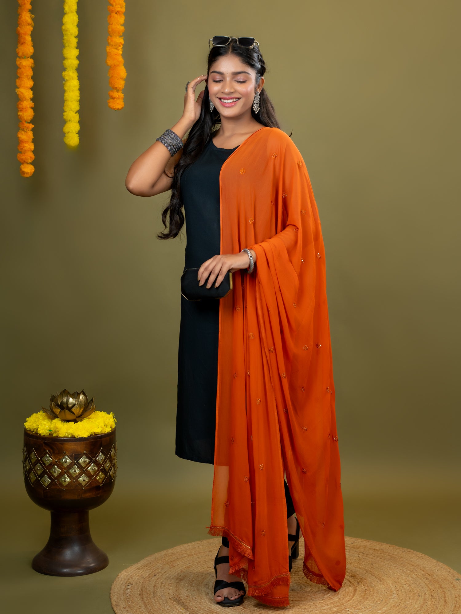 Embroidered Chiffon Dupatta