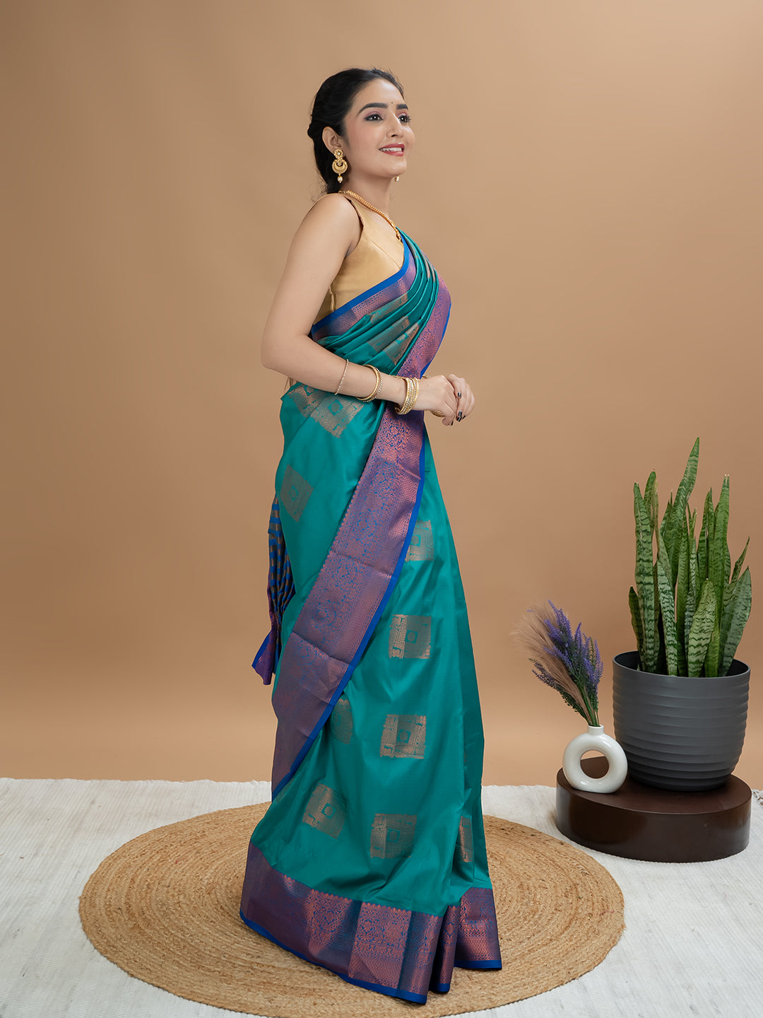 Turquoise South Silk Saree