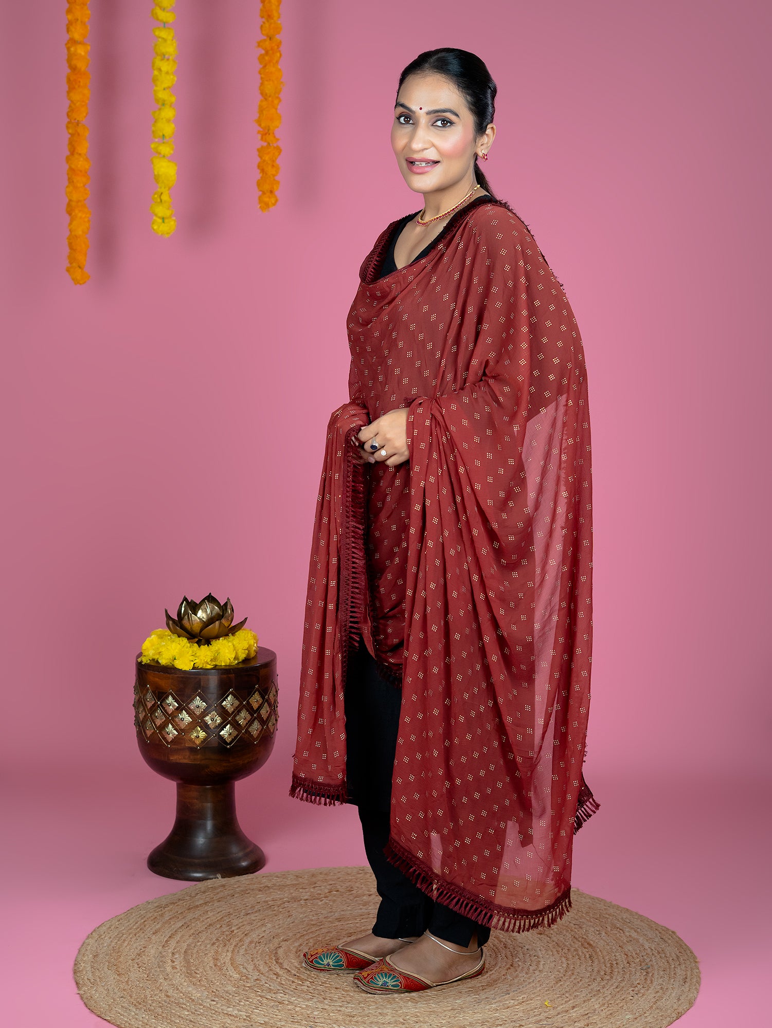Geometric Chiffon Dew Drops Dupatta