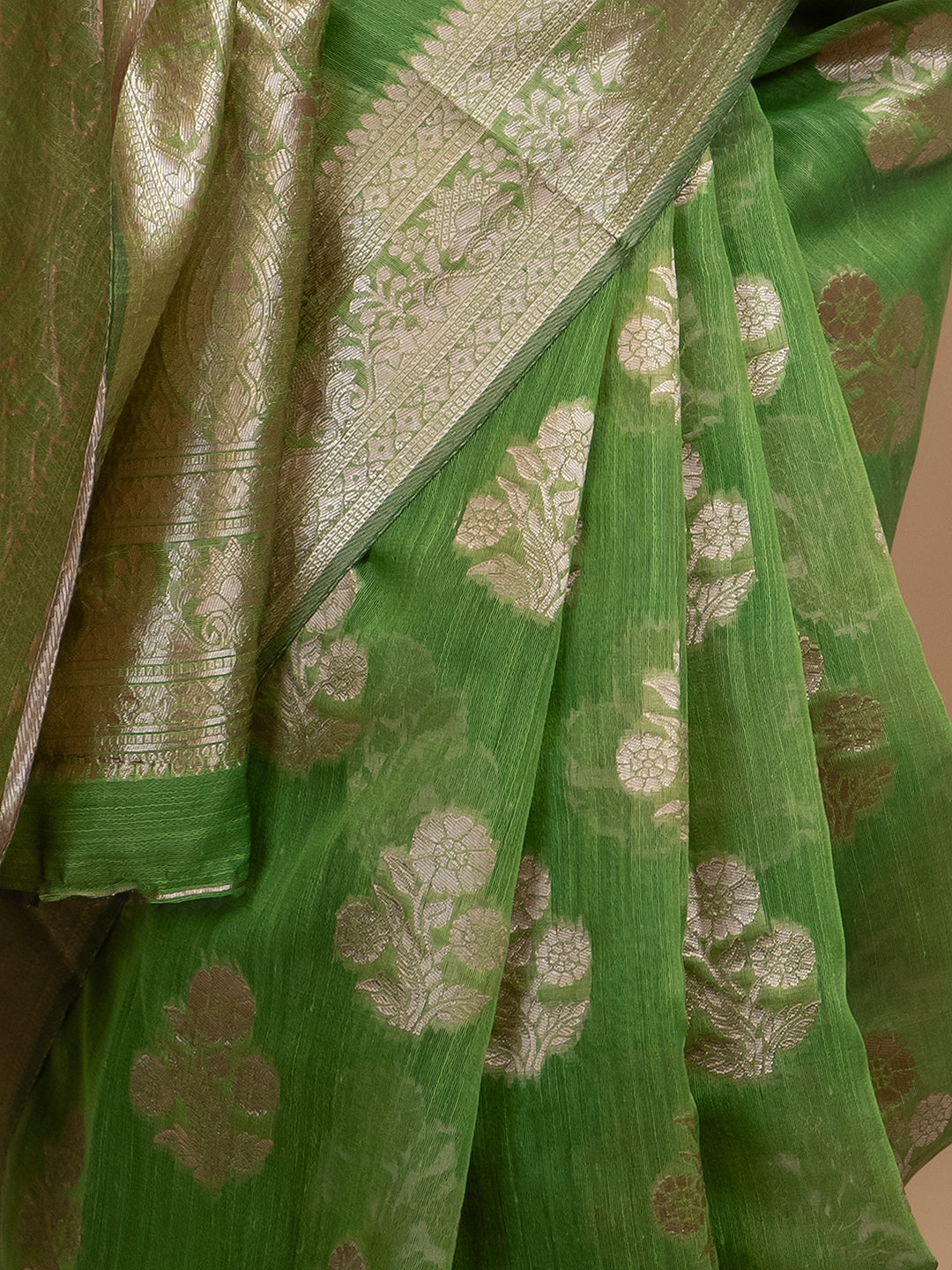 Floral Cotton Linen Saree