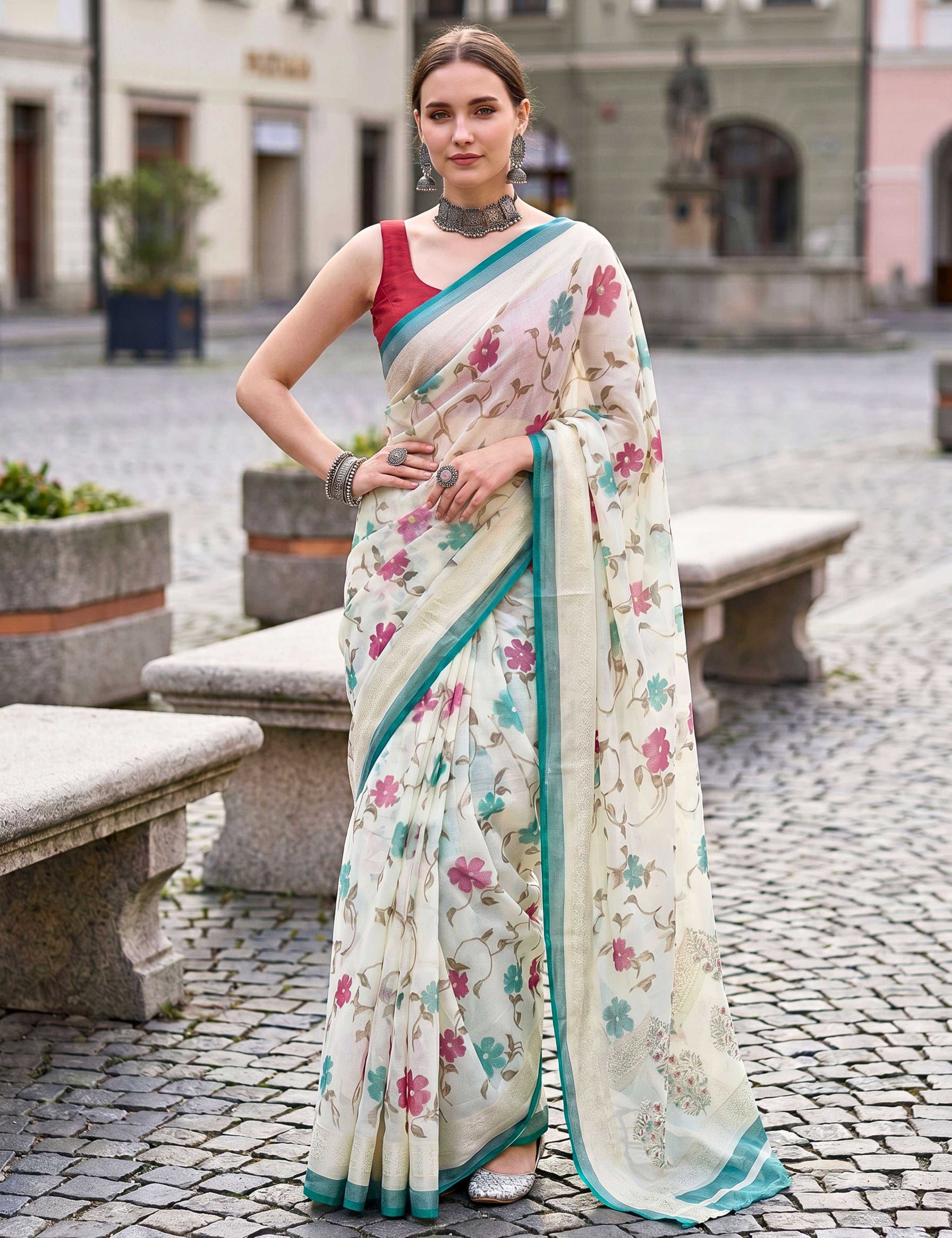 Floral Brasso Saree