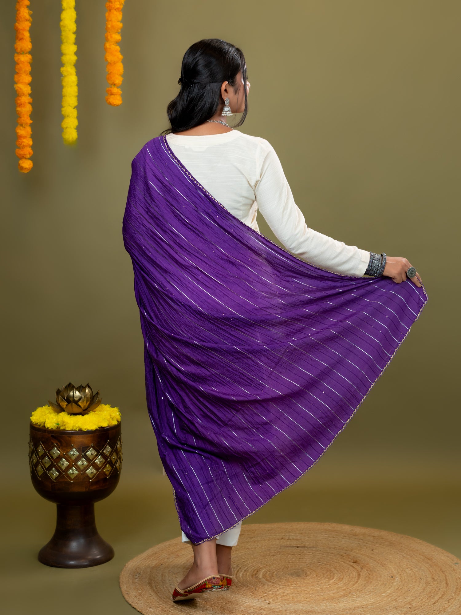 Embroidered Chinon Dupatta
