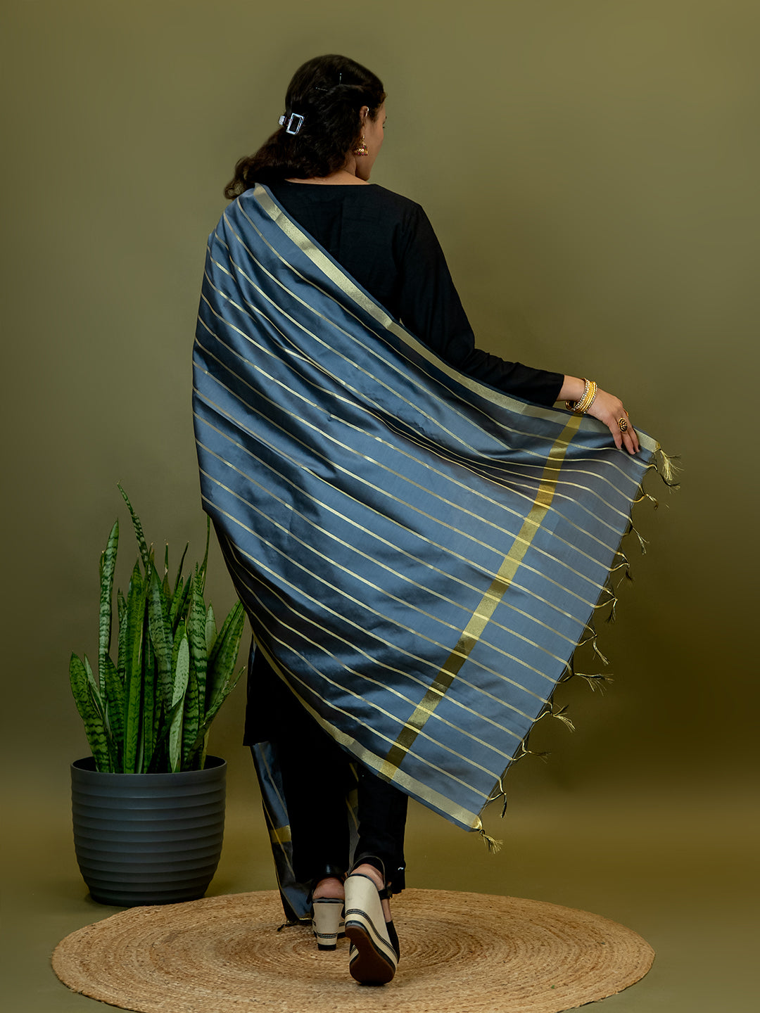 Banarasi Silk Stripe Dupatta