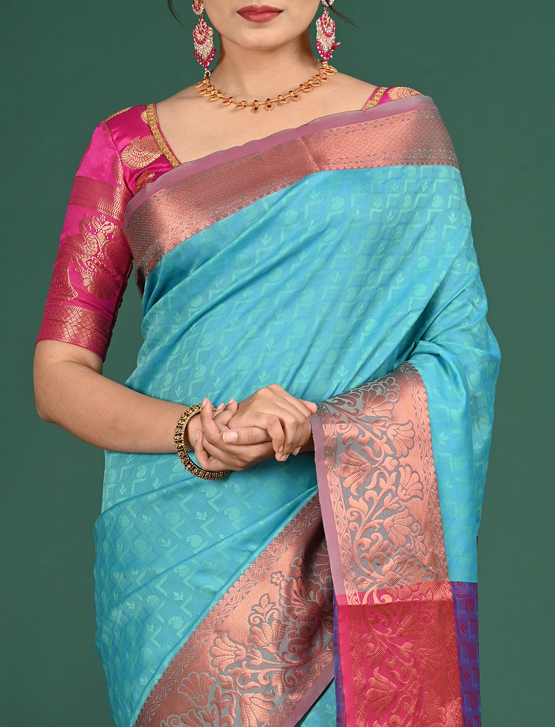Turquoise South Art Silk Saree