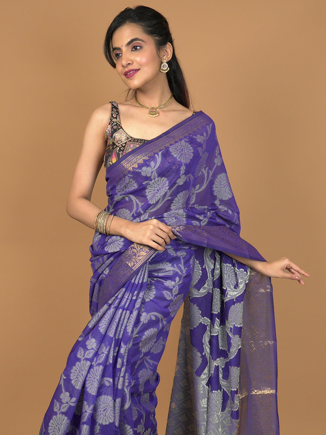 Kota Semi Cotton Geometric Saree