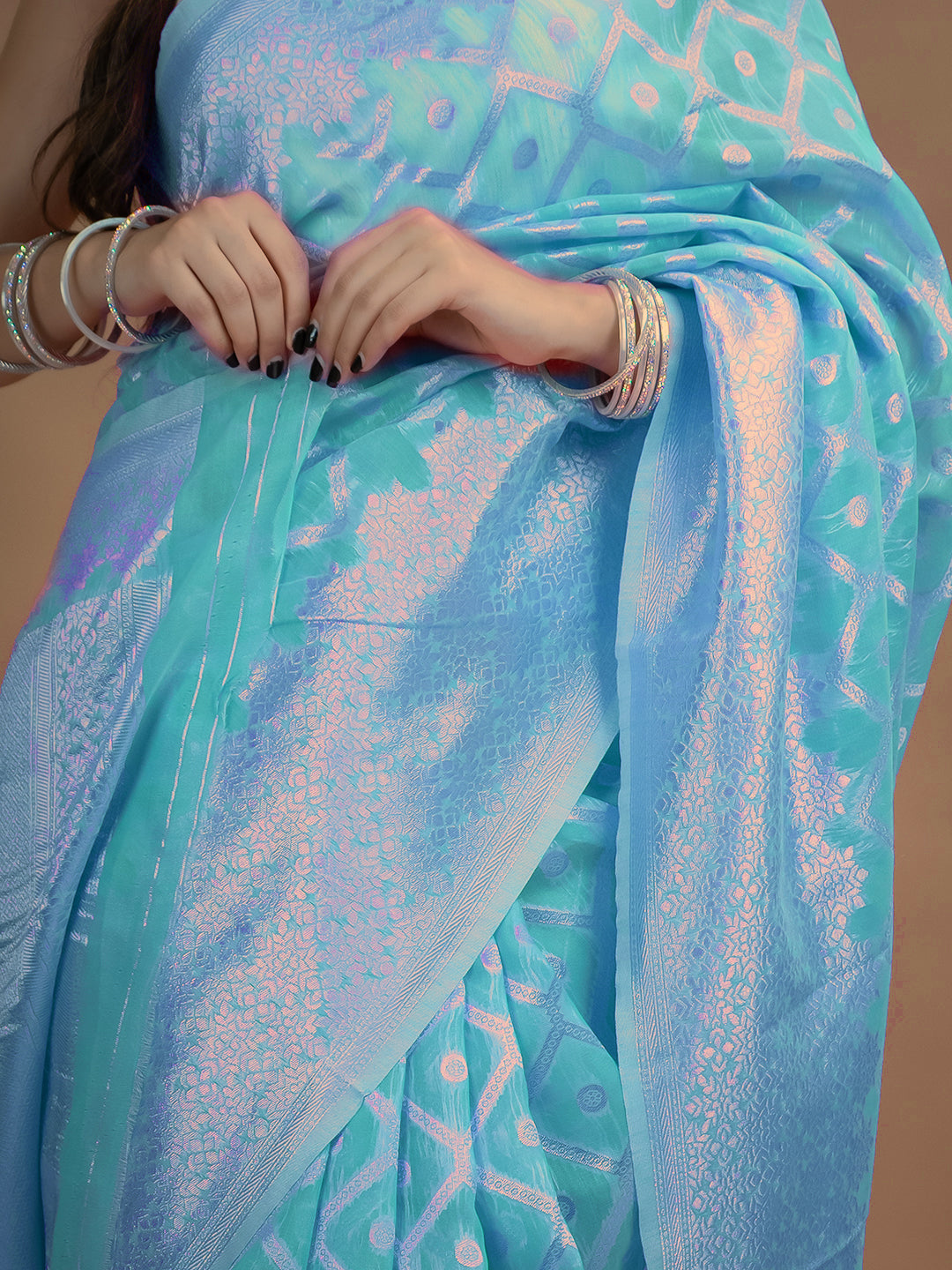 Floral Cotton Linen Saree
