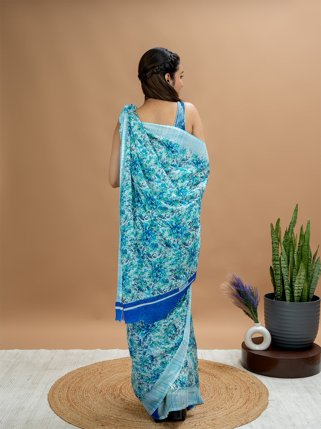 Floral Powder Crepe Saree