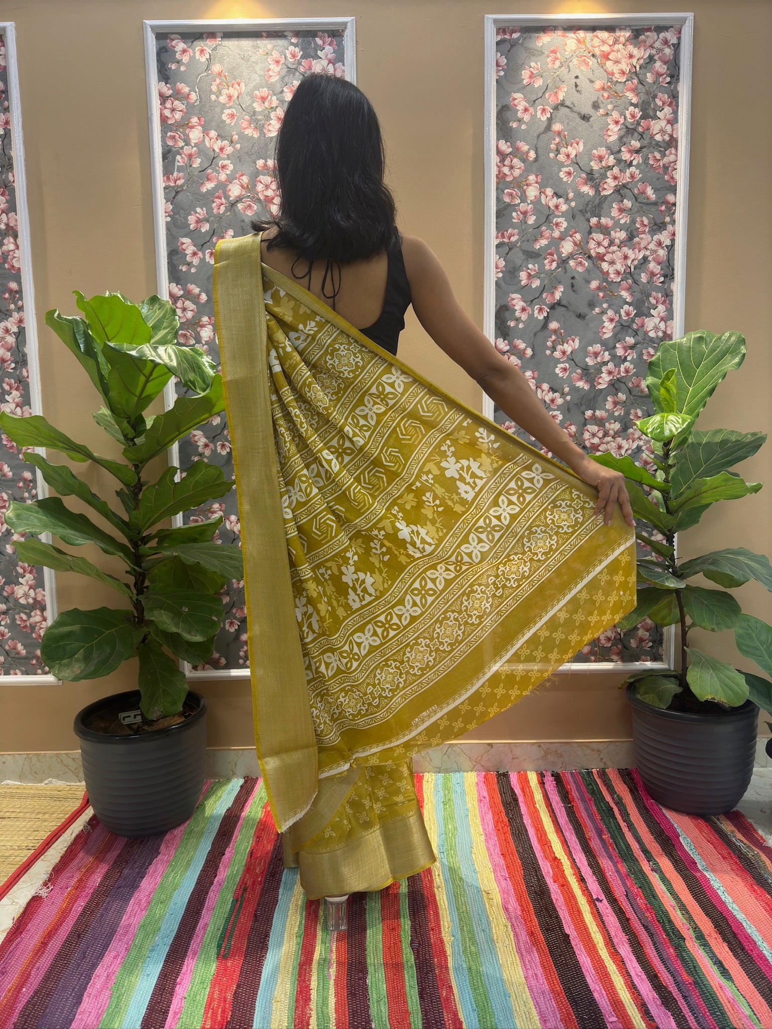 Floral Cotton Blend Saree