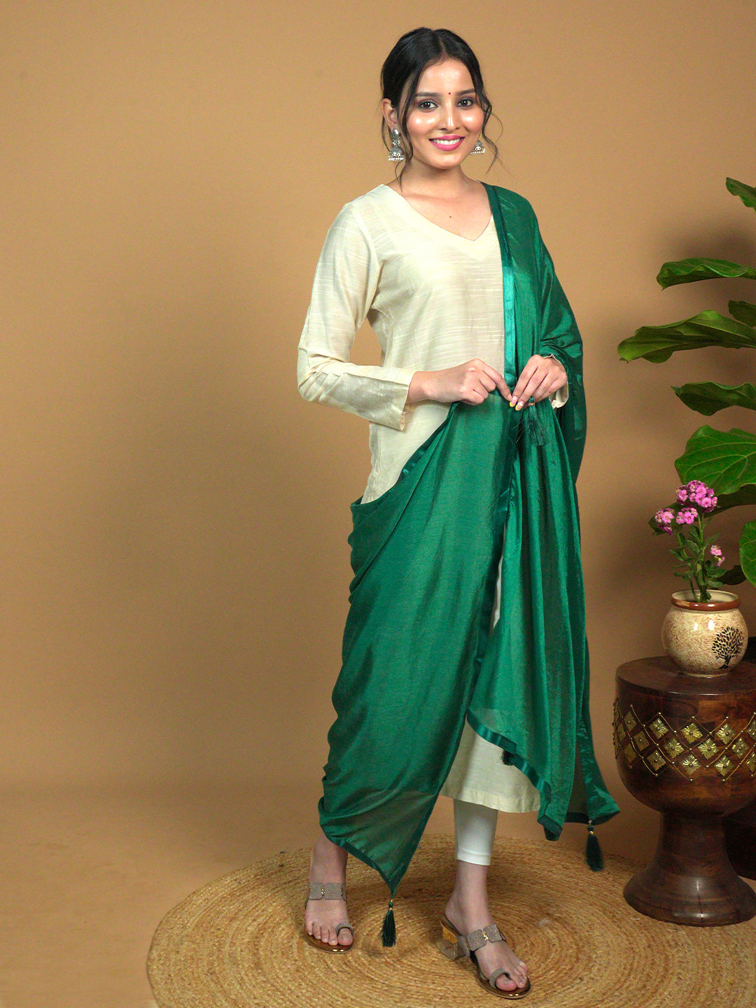 Solid Satin Crepe Dupatta