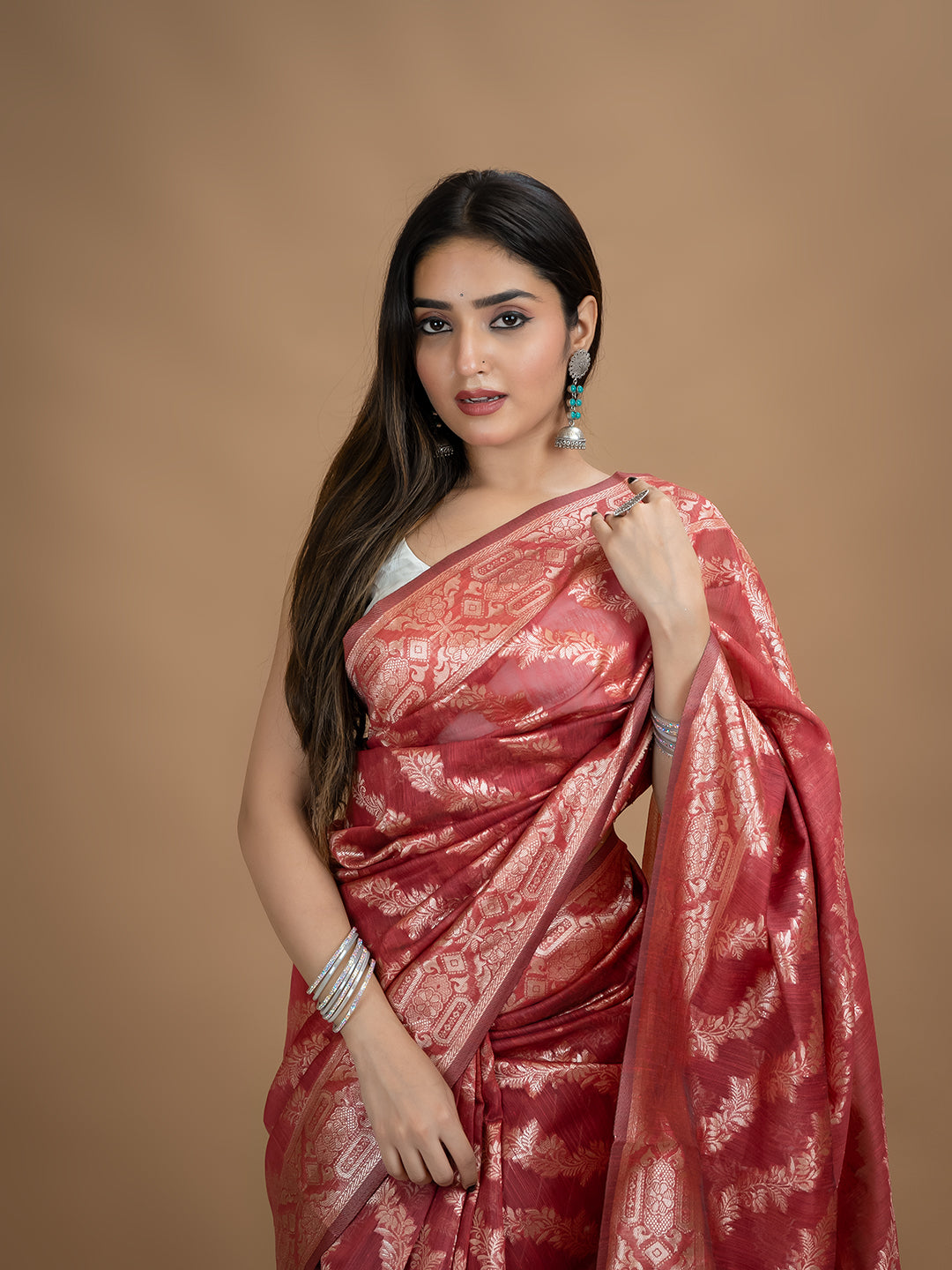 Floral Cotton Linen Saree
