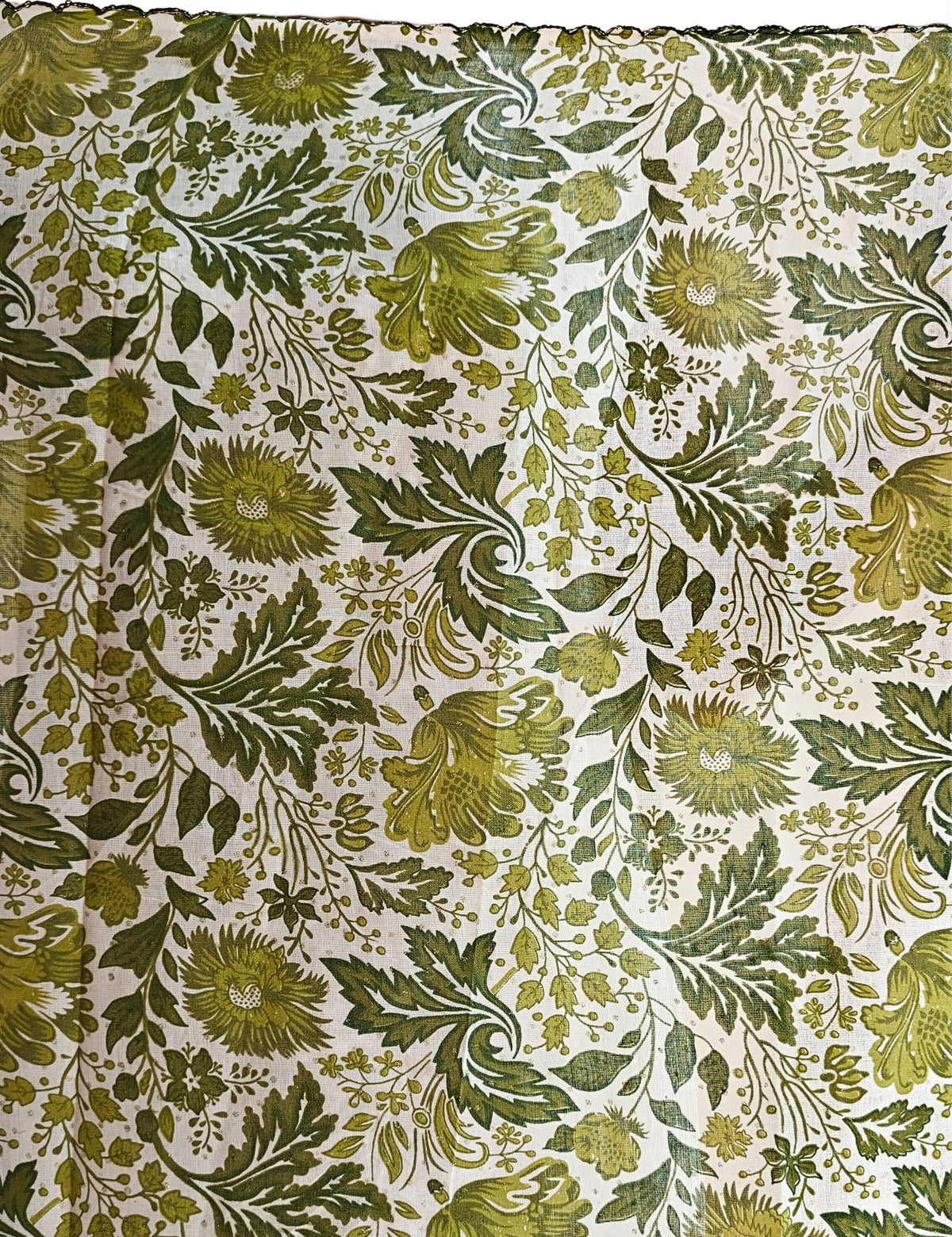 Floral Olive Cotton Dupatta