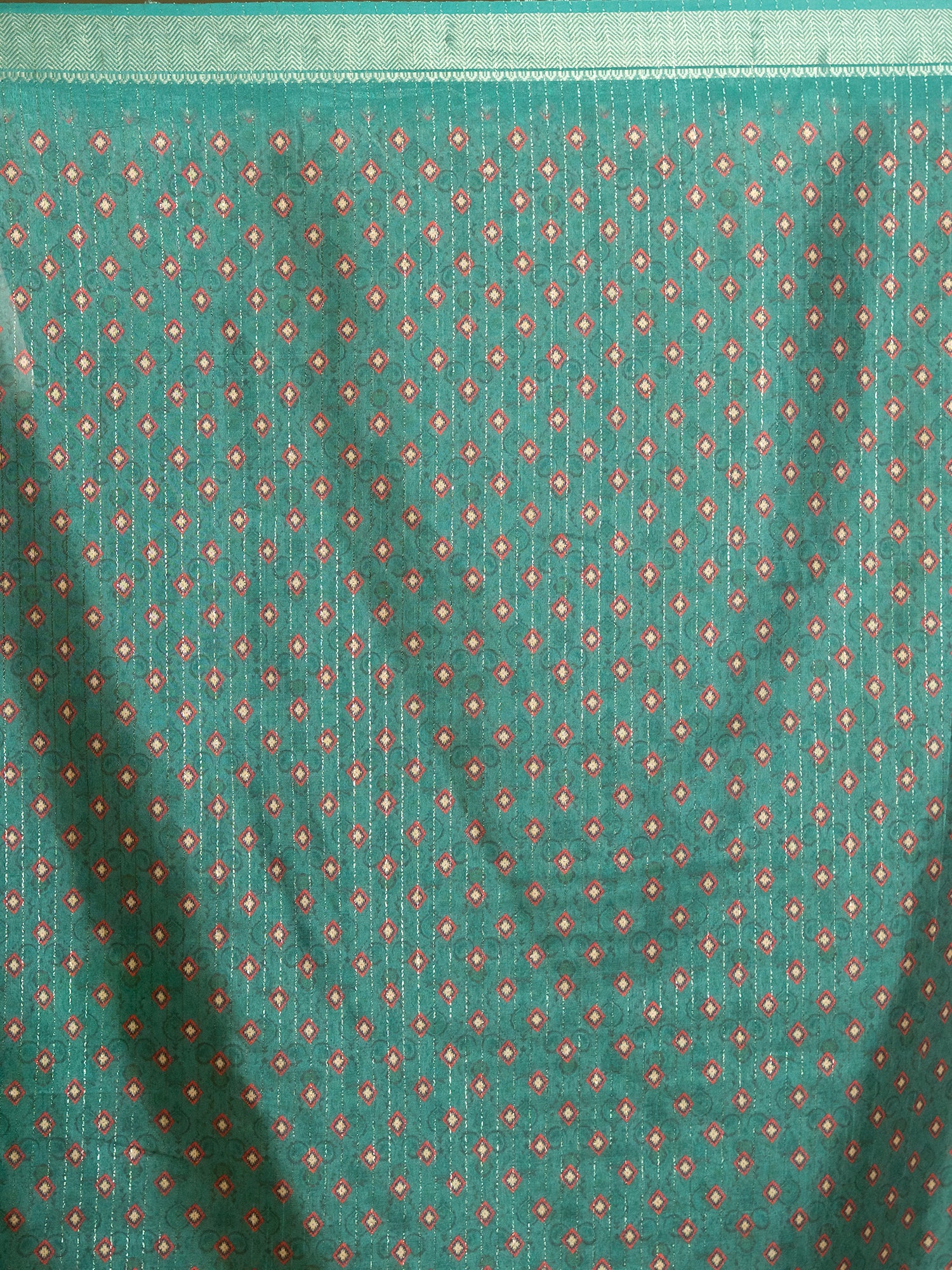 Off White Ajrakh Digital Print Saree