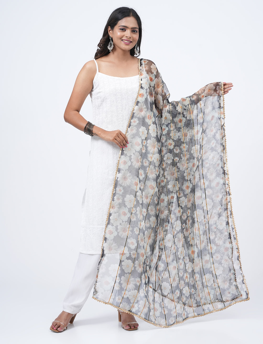Floral Organza Dupatta
