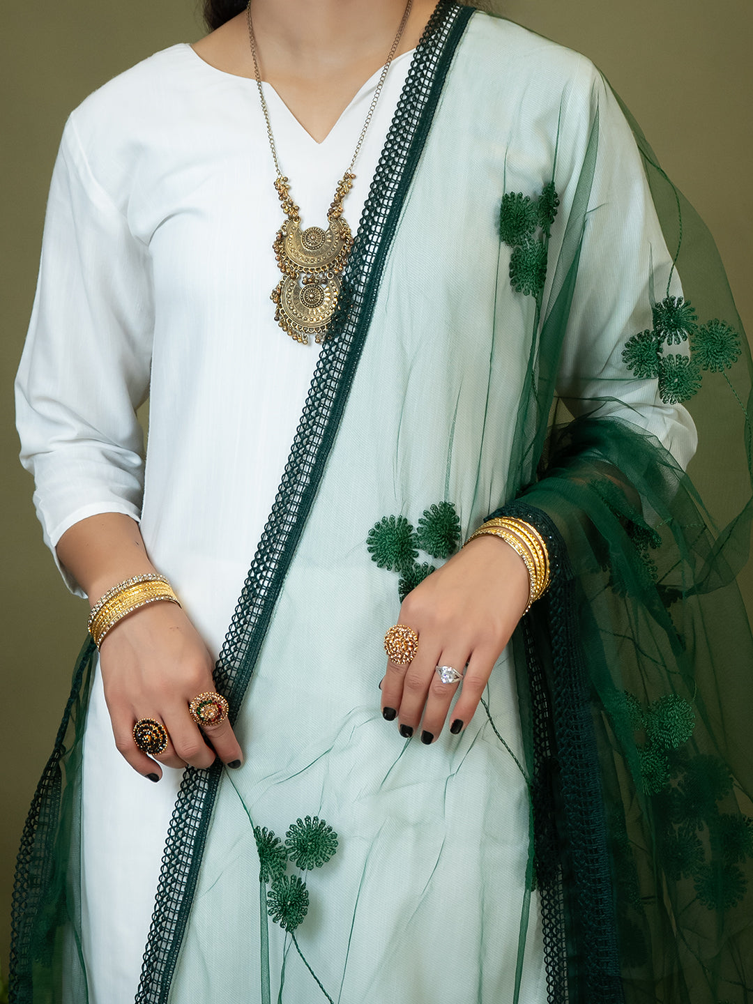 Floral Net Dupatta