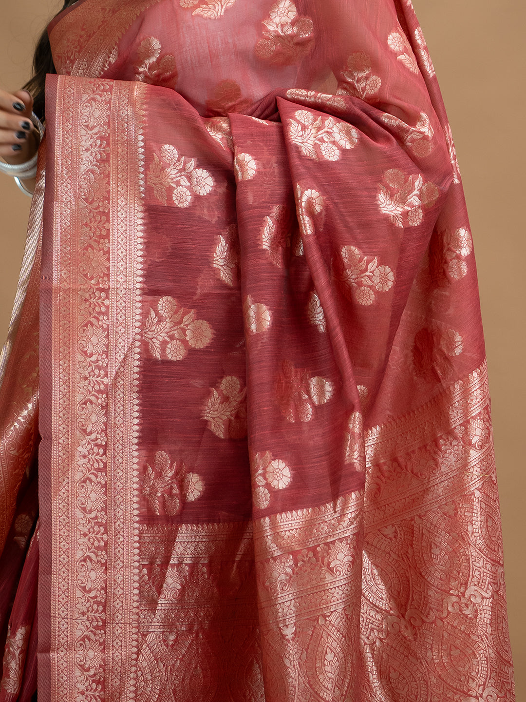 Floral Cotton Linen Saree