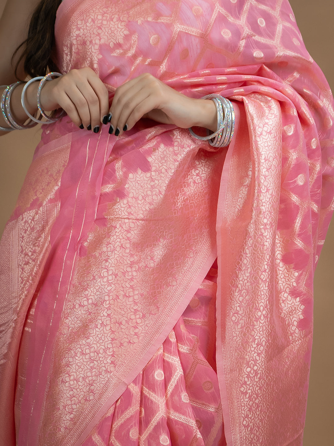 Floral Cotton Linen Saree