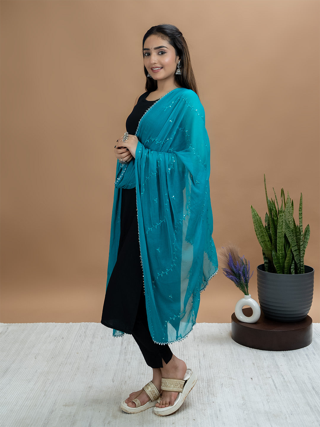 Embroidered Chiffon Dupatta