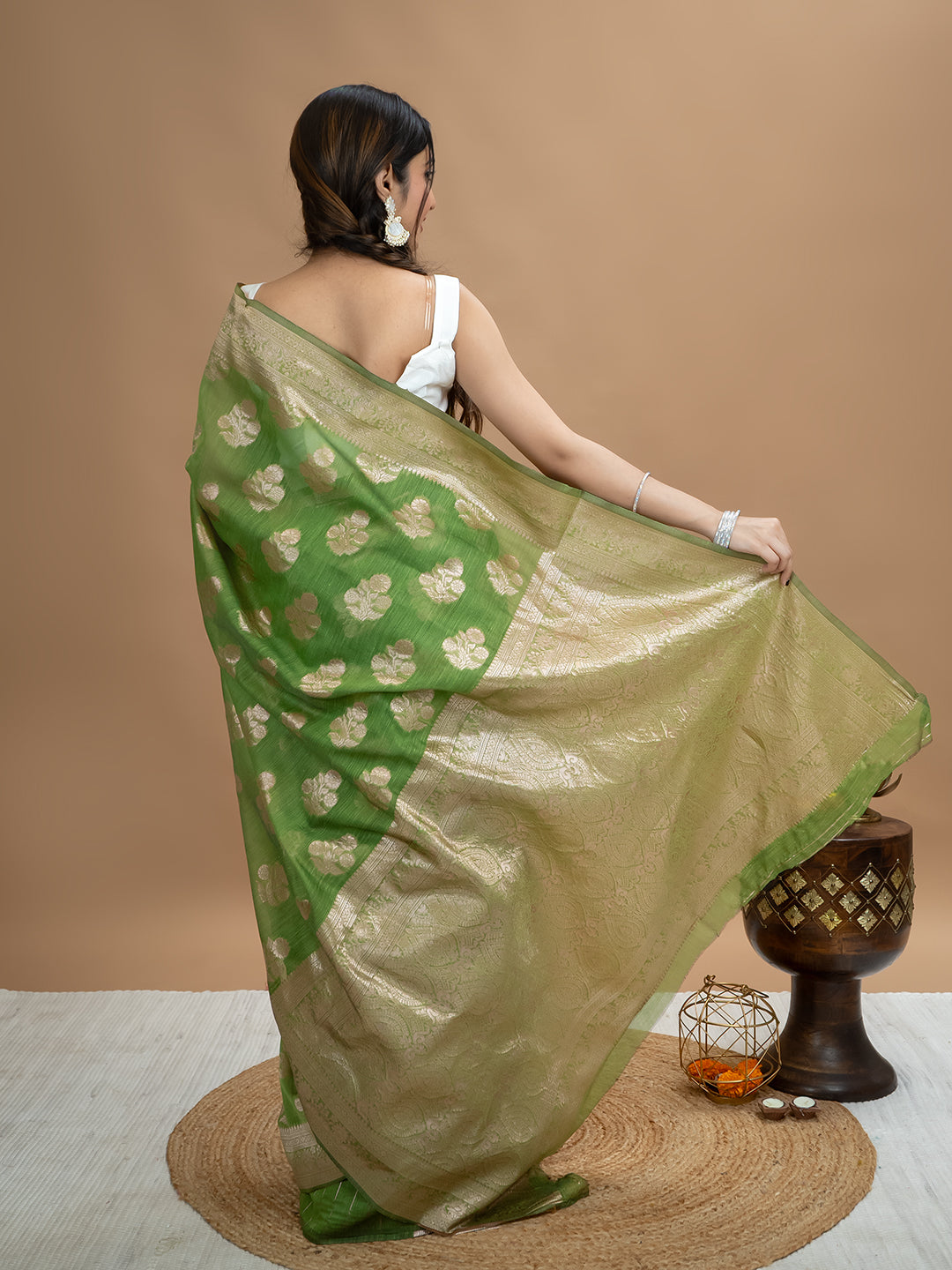 Floral Cotton Linen Saree