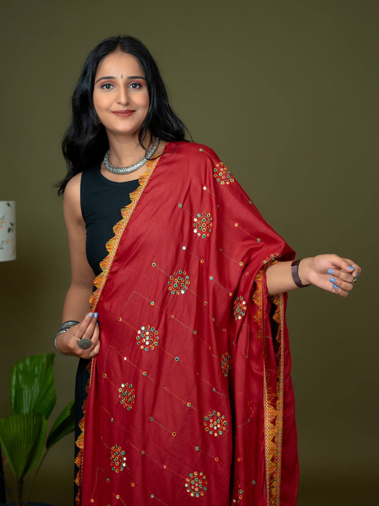 Mirror Work Viscose Rayon Dupatta