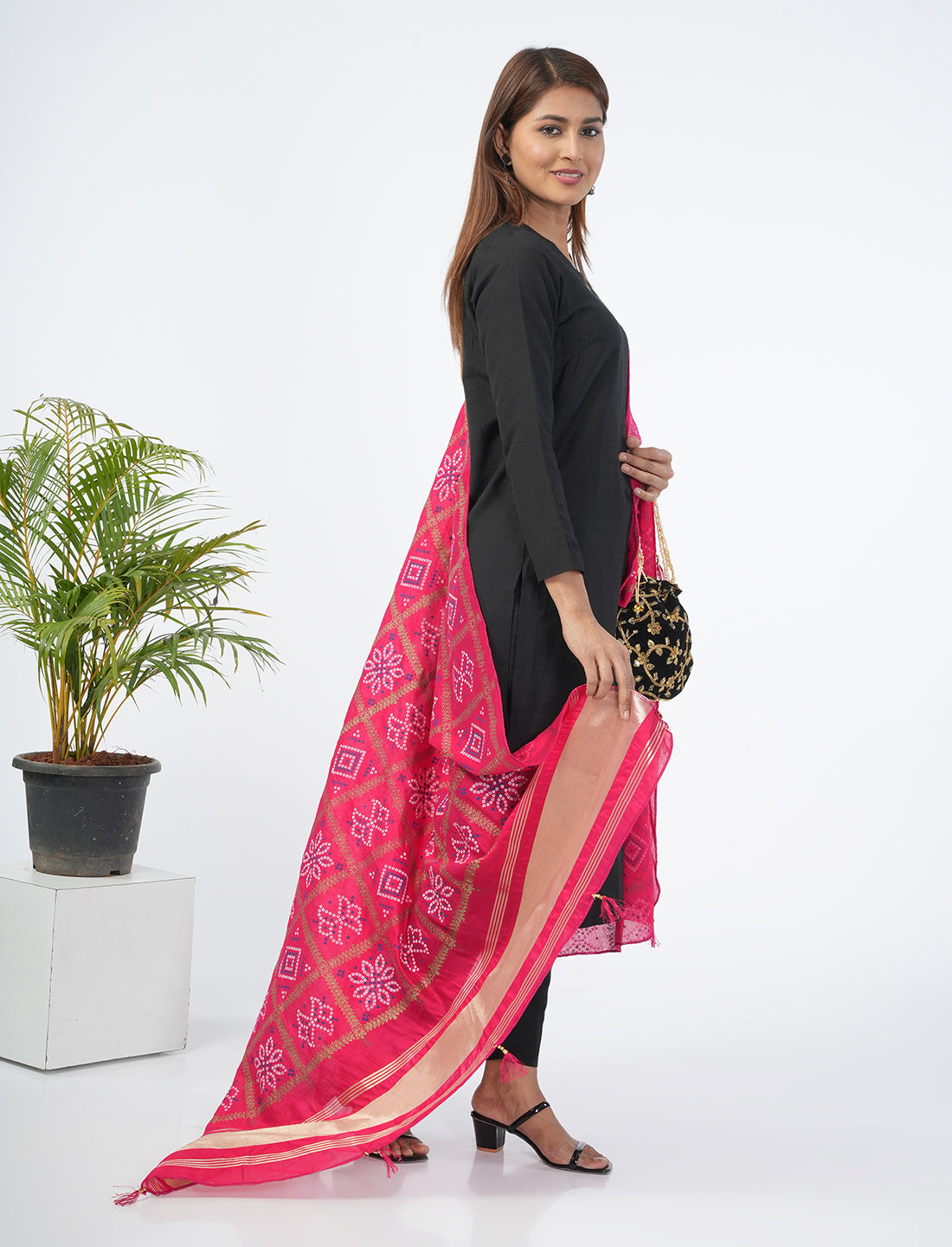 Ghatchola Checks Gaji Silk Dupatta