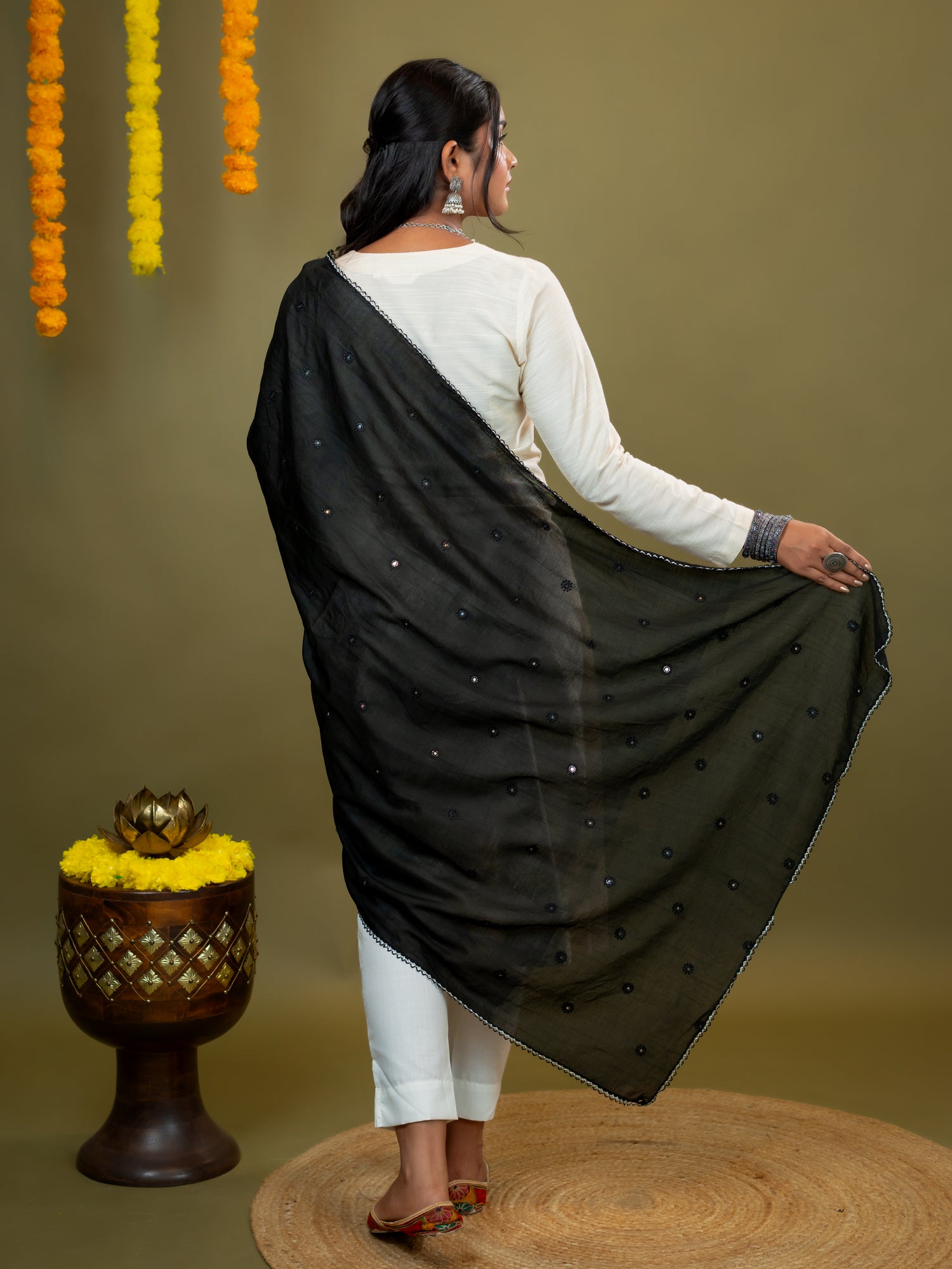 Embroidered Chanderi Dupatta