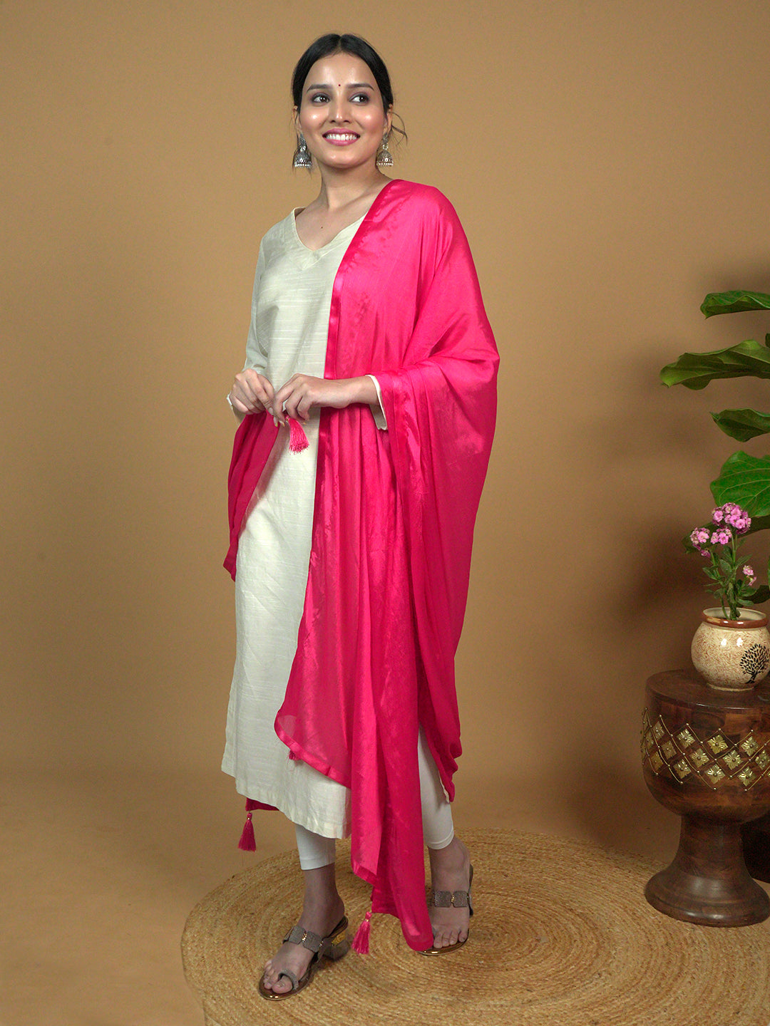 Solid Satin Crepe Dupatta