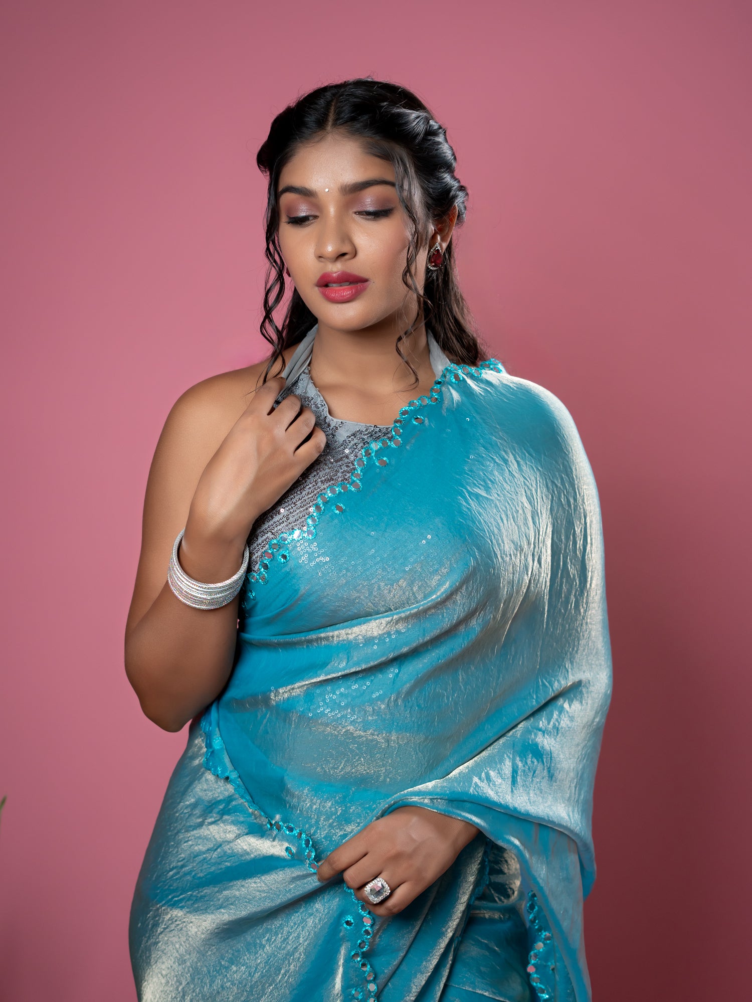 Blue Ready to Wear Party Saree