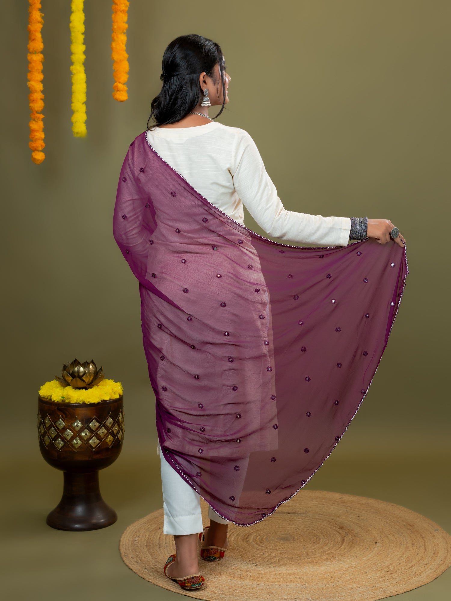 Embroidered Chiffon Dupatta