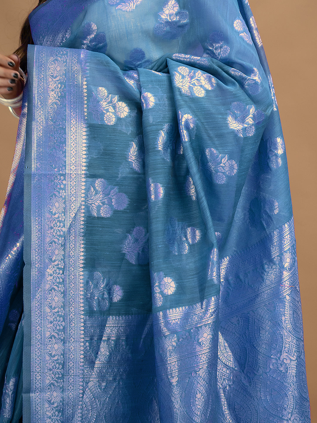 Floral Cotton Linen Saree