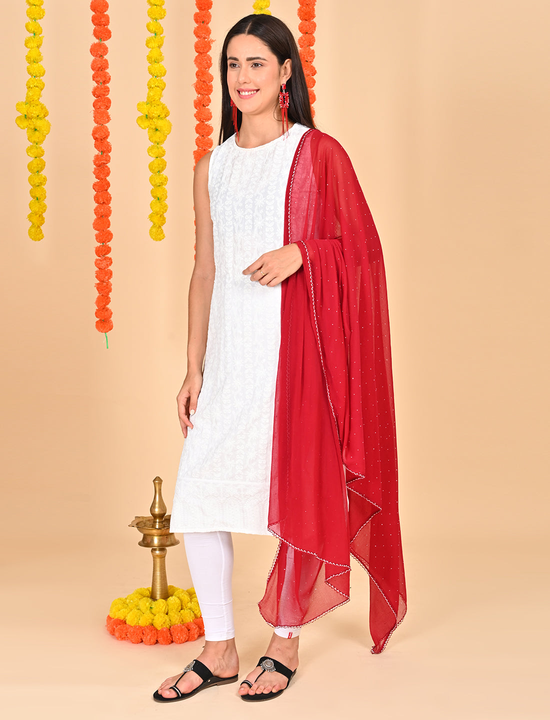 Ditsy Swarovski Chiffon Dupatta
