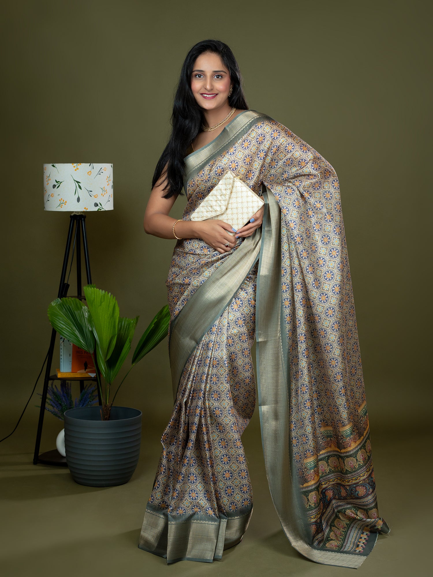 Ajrakh Art Silk Saree