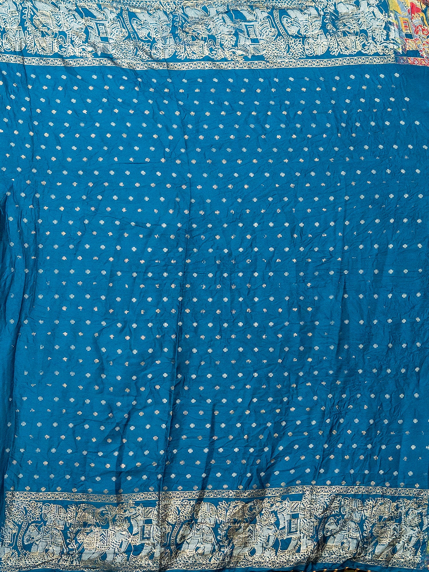 Teal Kutch Print Saree