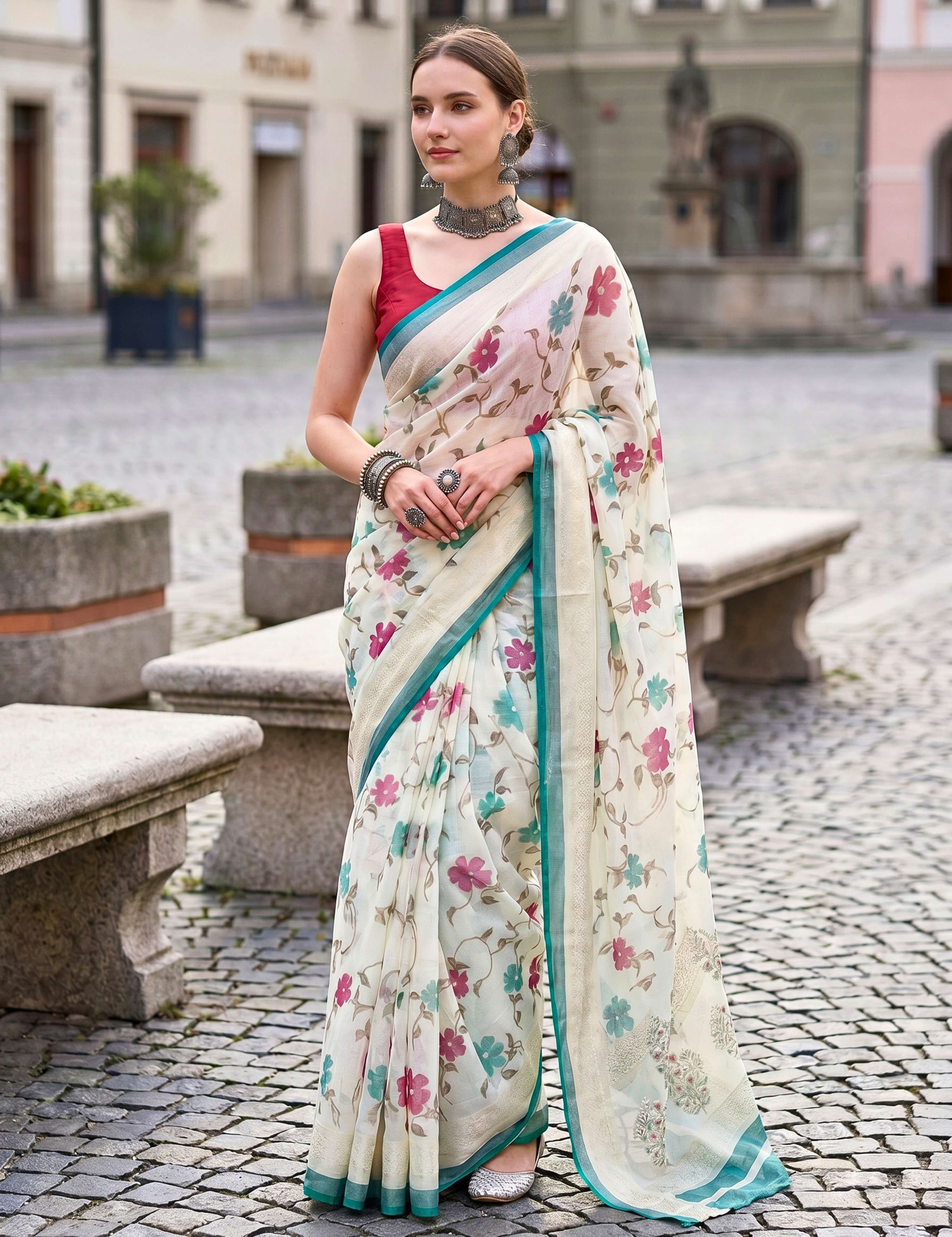 Floral Brasso Saree