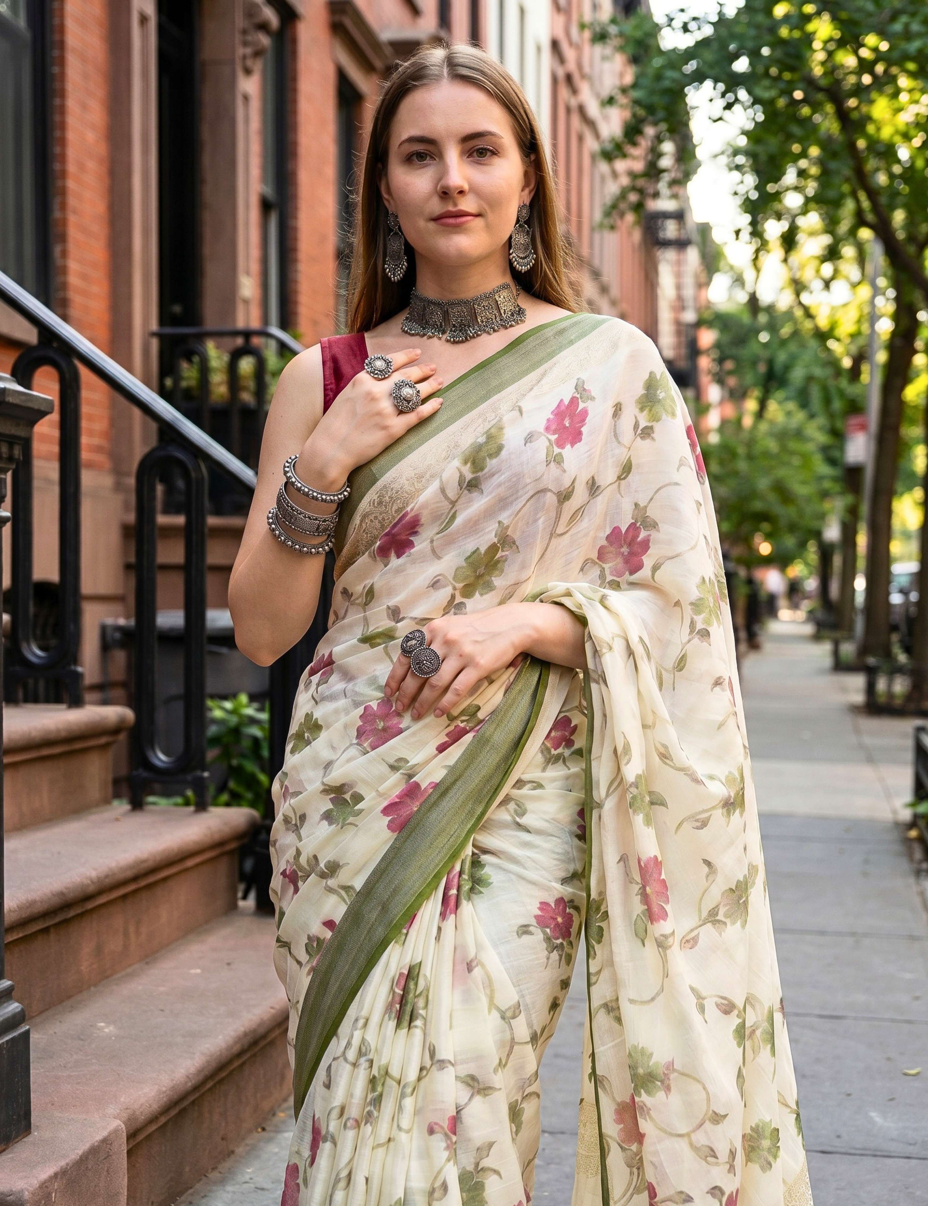 Floral Brasso Saree