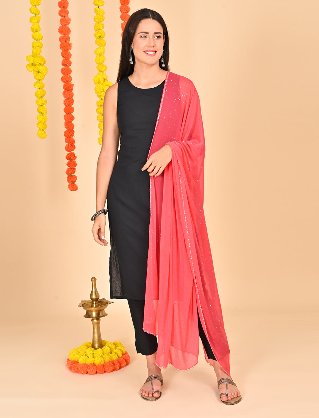 Ditsy Swarovski Chiffon Dupatta