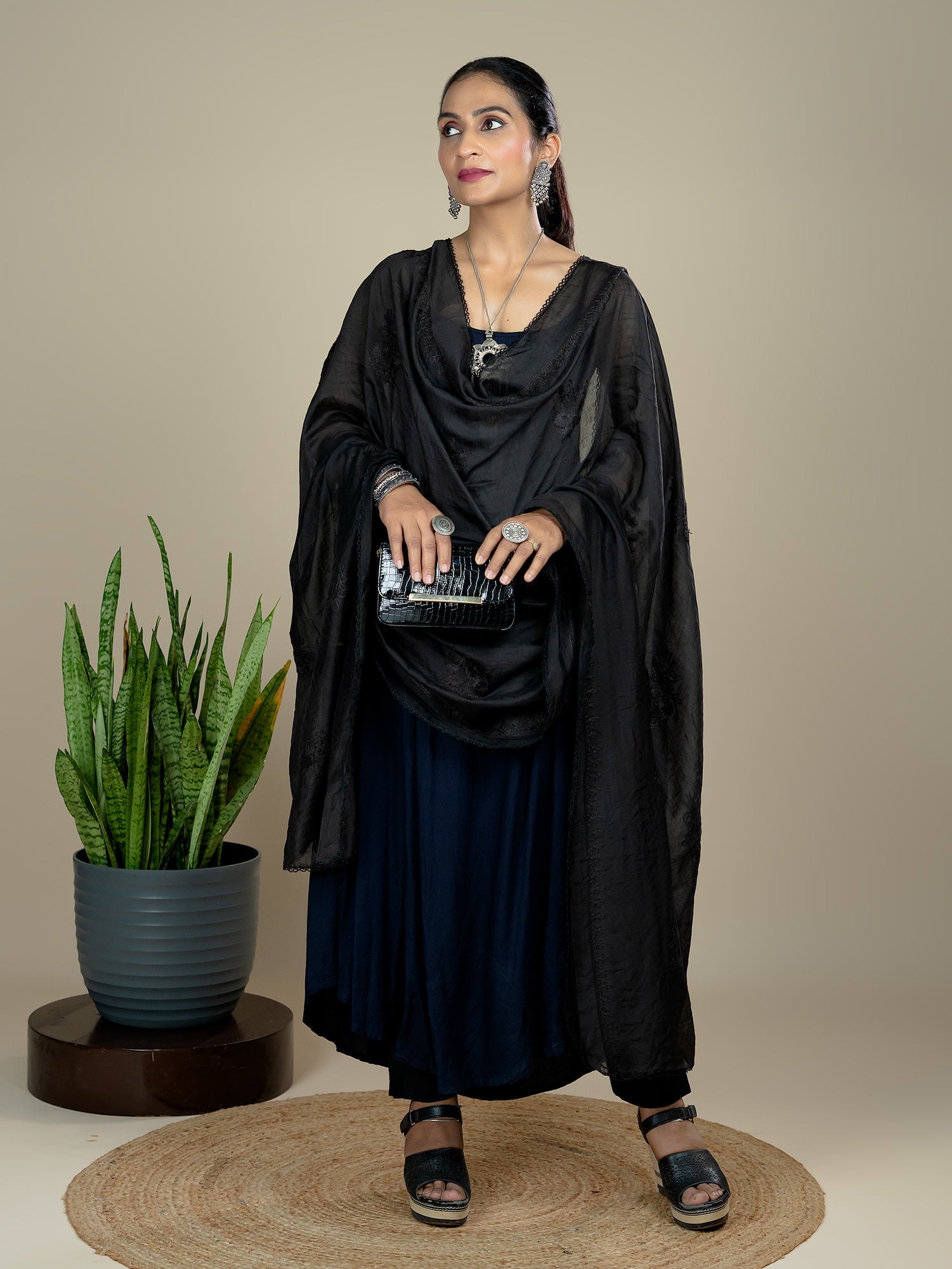 Embroidered Chanderi Dupatta