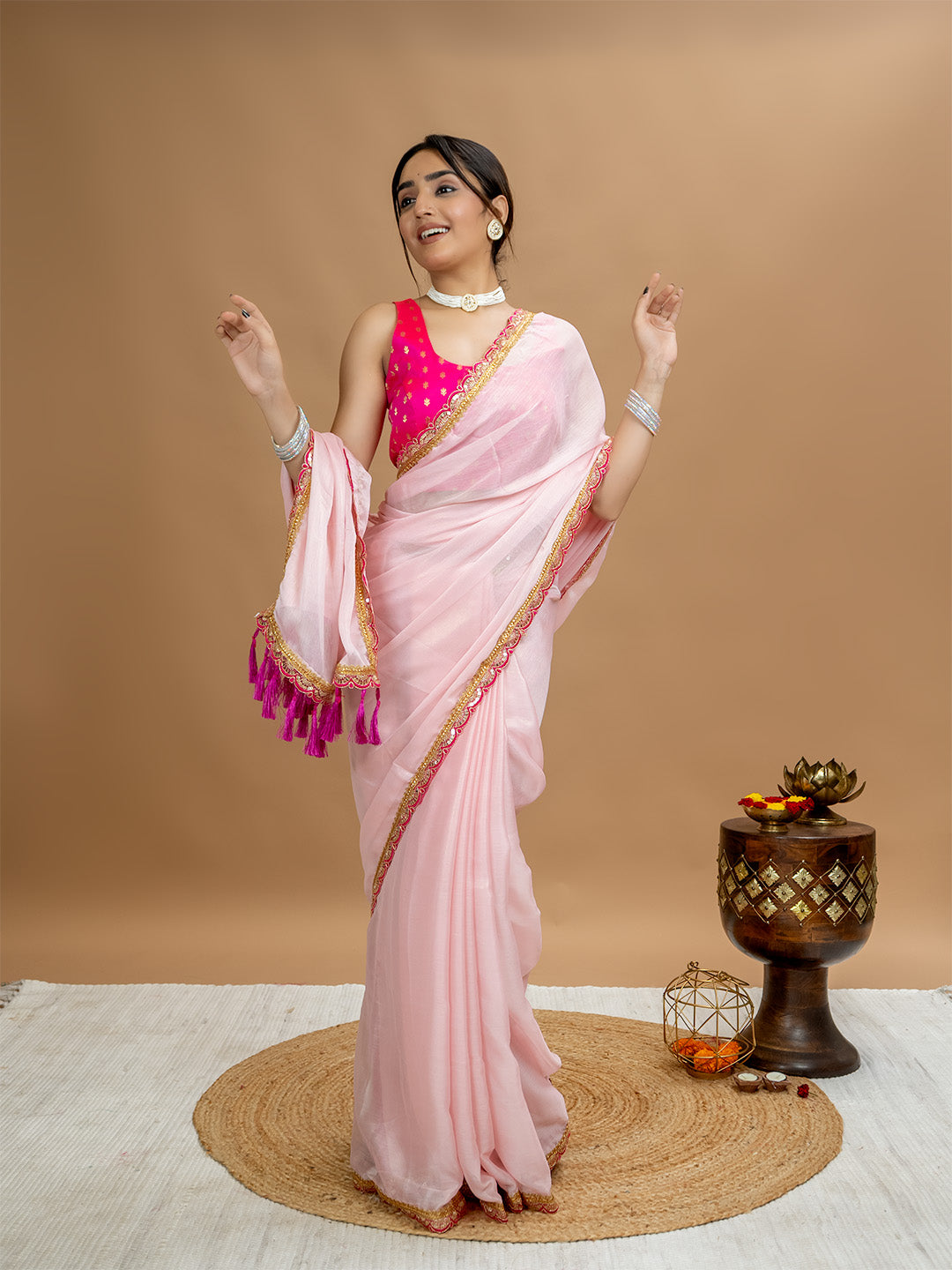 Solid Georgette Saree