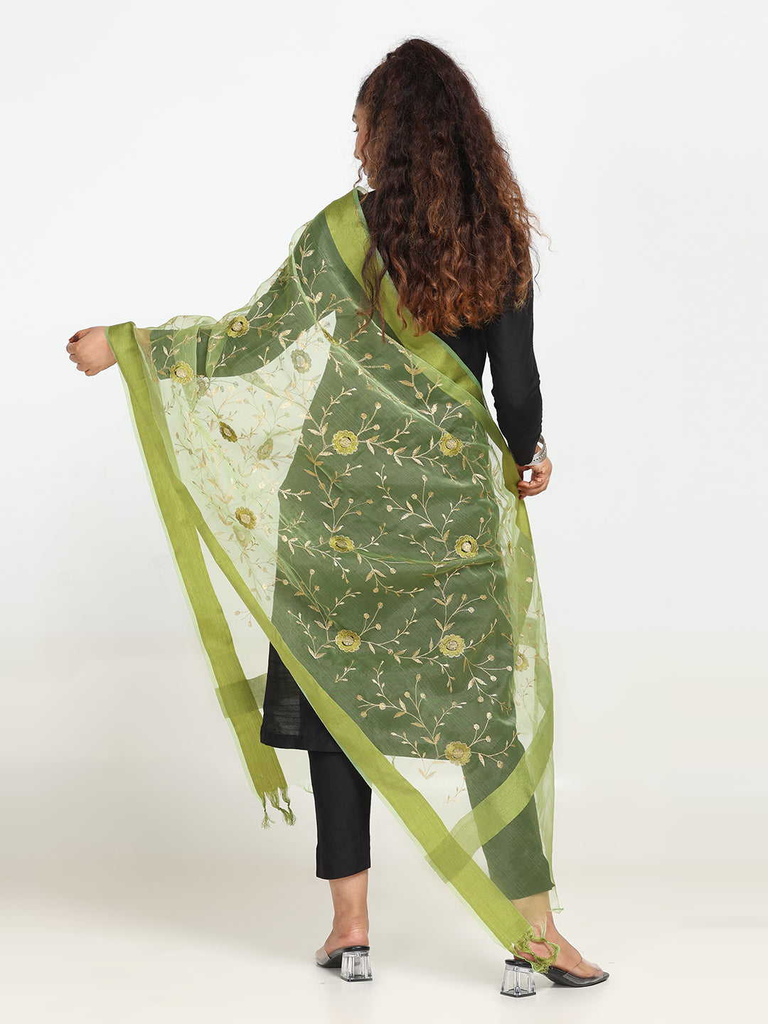 Embroidered Chanderi Dupatta