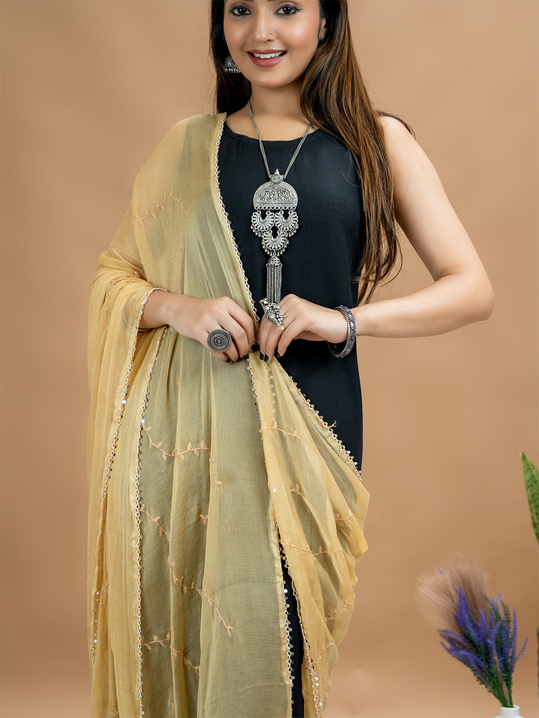 Embroidered Chiffon Dupatta