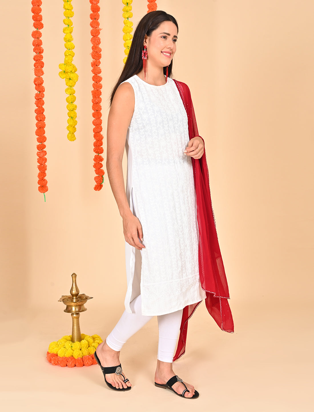 Ditsy Swarovski Chiffon Dupatta