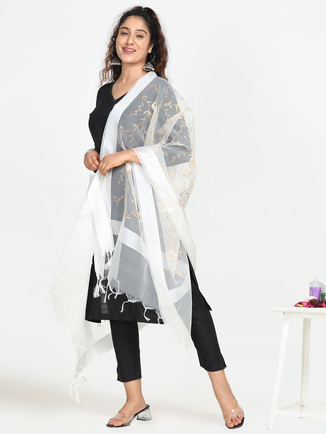 Embroidered Chanderi Dupatta