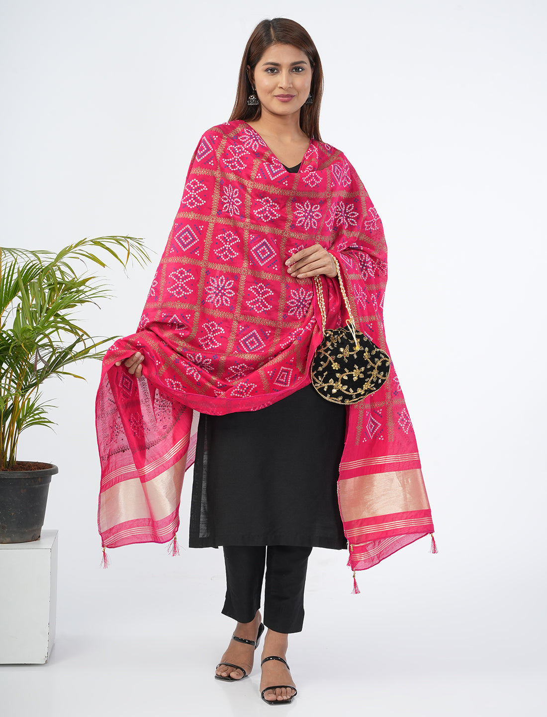 Ghatchola Checks Gaji Silk Dupatta