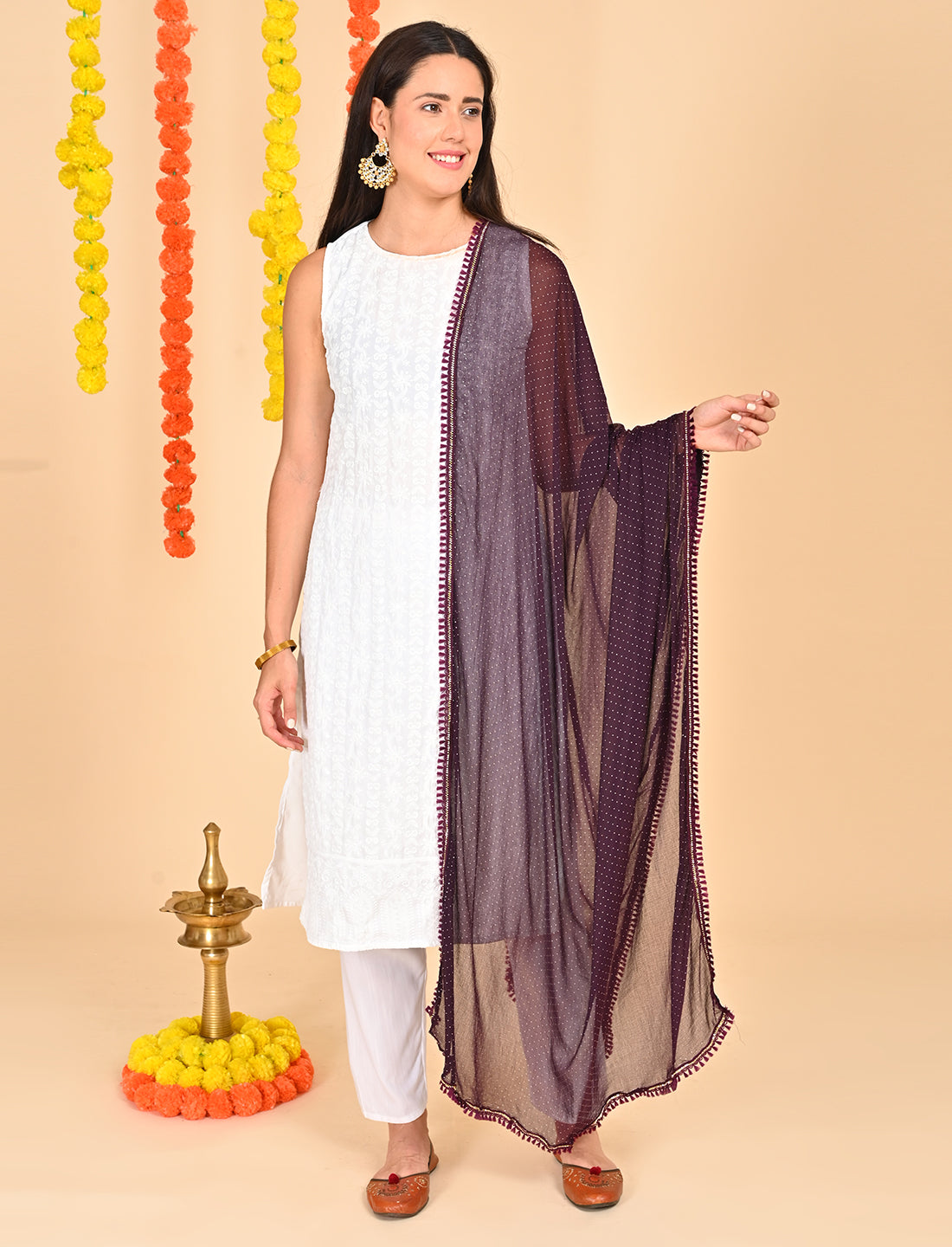 Ditsy Dots Chiffon Dupatta