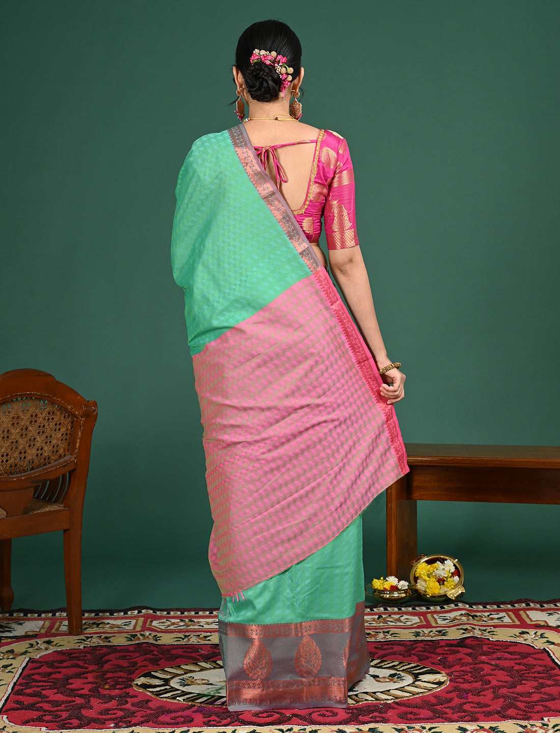 Sea Green South Art Silk Saree