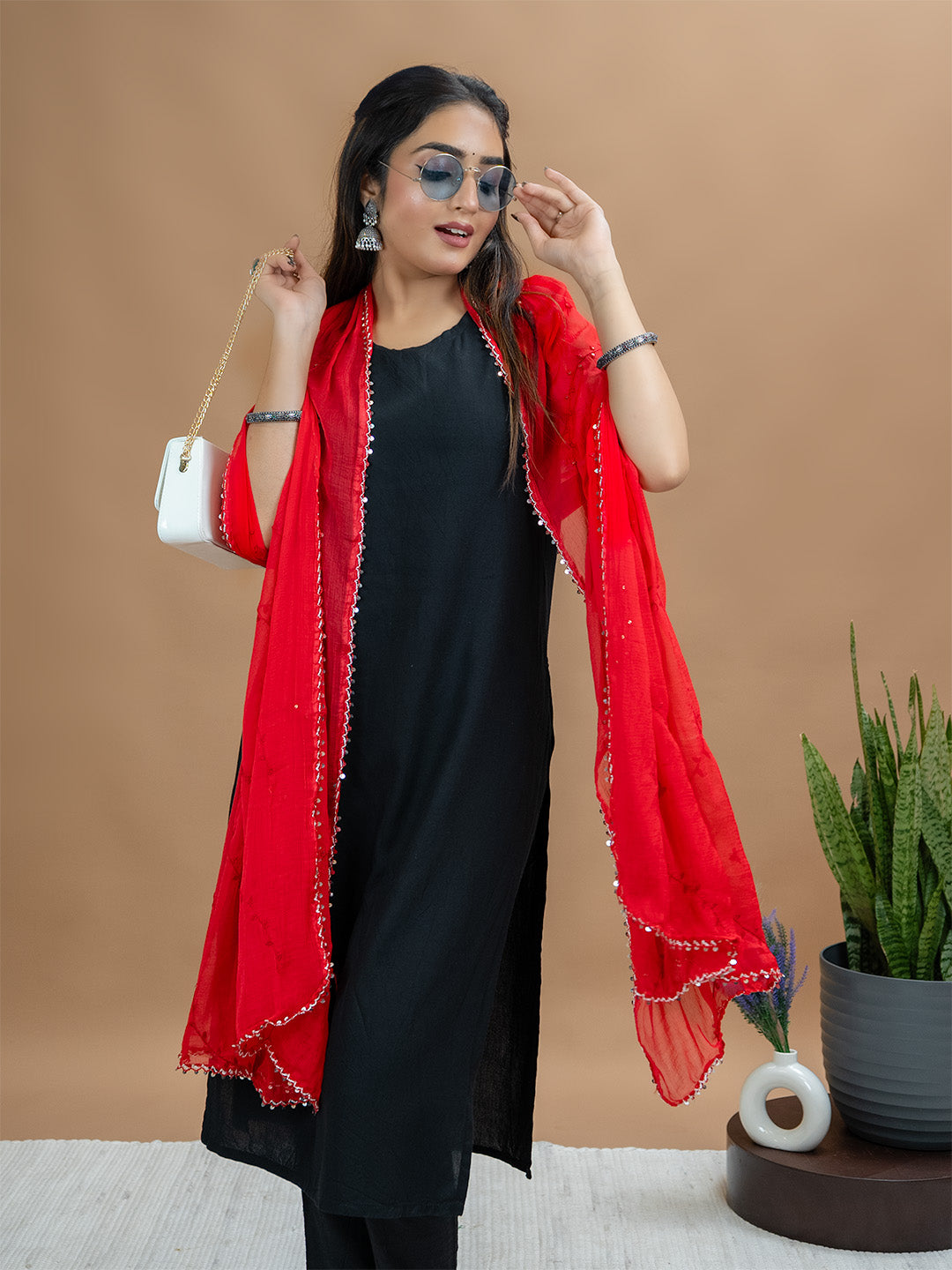 Embroidered Chiffon Dupatta